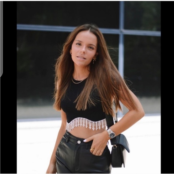 NWT Zara Seamless Rhinestone Cropped Top - Picture 4 of 10